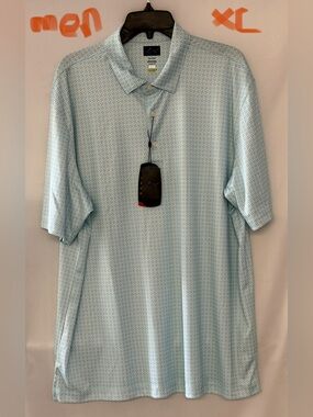 Greg Norman Collection Pale Blue Micro-Pattern Polo